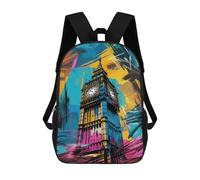 sinyumoney Kids 17inch School Backpack 3D Printed London's Big Ben Urban Art Backpack Rucksack Sports Backpacks For Boys And Girls Fashion Knapsack