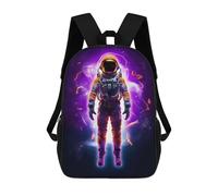 sinyumoney Kids 17inch School Backpack 3D Printed Magenta Neon Astronaut Backpack Rucksack Sports Backpacks For Boys And Girls Fashion Knapsack