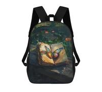 sinyumoney Kids 17inch School Backpack 3D Printed Magical Garden Book with Butterfly Backpack Rucksack Sports Backpacks For Boys And Girls Fashion Knapsack