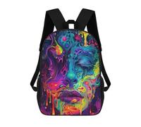 sinyumoney Kids 17inch School Backpack 3D Printed Melting Face Backpack Rucksack Sports Backpacks For Boys And Girls Fashion Knapsack
