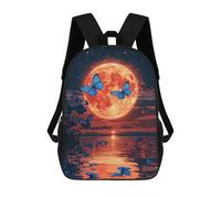 sinyumoney Kids 17inch School Backpack 3D Printed Moonlit Butterfly Reflections Backpack Rucksack Sports Backpacks For Boys And Girls Fashion Knapsack