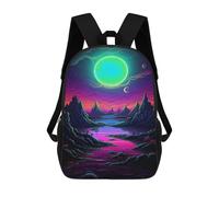 sinyumoney Kids 17inch School Backpack 3D Printed Neon Fantasy Landscape Backpack Rucksack Sports Backpacks For Boys And Girls Fashion Knapsack
