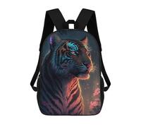 sinyumoney Kids 17inch School Backpack 3D Printed Neon Tiger Backpack Rucksack Sports Backpacks For Boys And Girls Fashion Knapsack