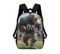 sinyumoney Kids 17inch School Backpack 3D Printed Old School Grizzly Footballer Backpack Rucksack Sports Backpacks For Boys And Girls Fashion Knapsack