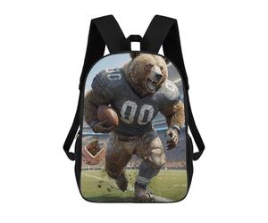 sinyumoney Kids 17inch School Backpack 3D Printed Old School Grizzly Footballer Backpack Rucksack Sports Backpacks For Boys And Girls Fashion Knapsack