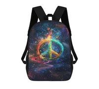 sinyumoney Kids 17inch School Backpack 3D Printed Peace Symbol Cosmic Artwork Backpack Rucksack Sports Backpacks For Boys And Girls Fashion Knapsack