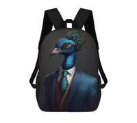 sinyumoney Kids 17inch School Backpack 3D Printed Peacock Suit Backpack Rucksack Sports Backpacks For Boys And Girls Fashion Knapsack