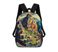 sinyumoney Kids 17inch School Backpack 3D Printed Peru Machu Picchu Backpack Rucksack Sports Backpacks For Boys And Girls Fashion Knapsack