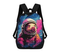 sinyumoney Kids 17inch School Backpack 3D Printed Pig Astronaut Space Suit-16 Backpack Rucksack Sports Backpacks For Boys And Girls Fashion Knapsack