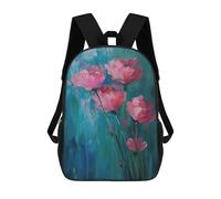 sinyumoney Kids 17inch School Backpack 3D Printed Pink Petals Blue Garden Backpack Rucksack Sports Backpacks For Boys And Girls Fashion Knapsack