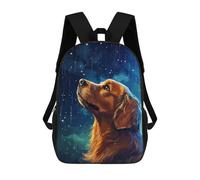 sinyumoney Kids 17inch School Backpack 3D Printed Pixel Art Golden Retriever Backpack Rucksack Sports Backpacks For Boys And Girls Fashion Knapsack