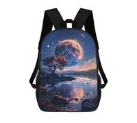 sinyumoney Kids 17inch School Backpack 3D Printed Planet Lake Reflection Backpack Rucksack Sports Backpacks For Boys And Girls Fashion Knapsack