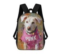 sinyumoney Kids 17inch School Backpack 3D Printed Punk Dog T-Shirt Painting Backpack Rucksack Sports Backpacks For Boys And Girls Fashion Knapsack