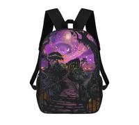 sinyumoney Kids 17inch School Backpack 3D Printed Purple Nature Backpack Rucksack Sports Backpacks For Boys And Girls Fashion Knapsack
