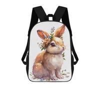 sinyumoney Kids 17inch School Backpack 3D Printed Rabbit Flower Backpack Rucksack Sports Backpacks For Boys And Girls Fashion Knapsack