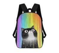 sinyumoney Kids 17inch School Backpack 3D Printed Rainbow Cat Poster Backpack Rucksack Sports Backpacks For Boys And Girls Fashion Knapsack