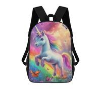 sinyumoney Kids 17inch School Backpack 3D Printed Rainbow Unicorn with Butterflies Backpack Rucksack Sports Backpacks For Boys And Girls Fashion Knapsack