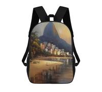 sinyumoney Kids 17inch School Backpack 3D Printed Rio De Janeiro Art Backpack Rucksack Sports Backpacks For Boys And Girls Fashion Knapsack