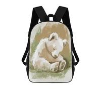 sinyumoney Kids 17inch School Backpack 3D Printed Sleeping Bear Cub Nursery Illustration Backpack Rucksack Sports Backpacks For Boys And Girls Fashion Knapsack