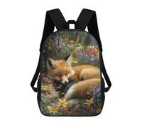 sinyumoney Kids 17inch School Backpack 3D Printed Sleeping Fox in Flowers Backpack Rucksack Sports Backpacks For Boys And Girls Fashion Knapsack