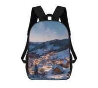 sinyumoney Kids 17inch School Backpack 3D Printed Snowy Winter Village Backpack Rucksack Sports Backpacks For Boys And Girls Fashion Knapsack