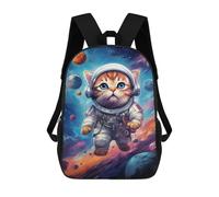 sinyumoney Kids 17inch School Backpack 3D Printed Space Cat Adventure-4 Backpack Rucksack Sports Backpacks For Boys And Girls Fashion Knapsack