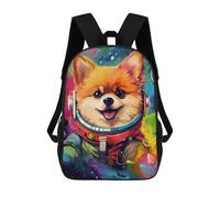sinyumoney Kids 17inch School Backpack 3D Printed Space Pomeranian Adventure -9 Backpack Rucksack Sports Backpacks For Boys And Girls Fashion Knapsack