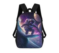 sinyumoney Kids 17inch School Backpack 3D Printed Space Surfing Adventure-7 Backpack Rucksack Sports Backpacks For Boys And Girls Fashion Knapsack