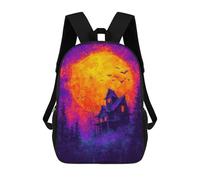 sinyumoney Kids 17inch School Backpack 3D Printed Spooky Haunted House Scene-1 Backpack Rucksack Sports Backpacks For Boys And Girls Fashion Knapsack