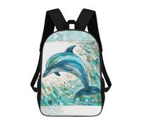 sinyumoney Kids 17inch School Backpack 3D Printed Stained Glass Dolphin Backpack Rucksack Sports Backpacks For Boys And Girls Fashion Knapsack