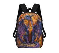 sinyumoney Kids 17inch School Backpack 3D Printed Stained Glass Purple Drago Backpack Rucksack Sports Backpacks For Boys And Girls Fashion Knapsack