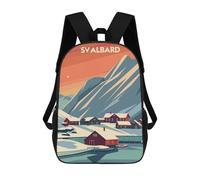 sinyumoney Kids 17inch School Backpack 3D Printed Svalbard Arctic Serenity Backpack Rucksack Sports Backpacks For Boys And Girls Fashion Knapsack