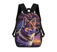 sinyumoney Kids 17inch School Backpack 3D Printed Thundering Wolf Digital Art Backpack Rucksack Sports Backpacks For Boys And Girls Fashion Knapsack