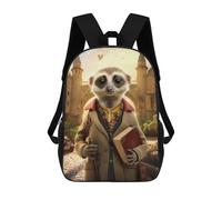 sinyumoney Kids 17inch School Backpack 3D Printed Travel Guide Meerkat Backpack Rucksack Sports Backpacks For Boys And Girls Fashion Knapsack