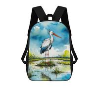 sinyumoney Kids 17inch School Backpack 3D Printed Watercolor Stork Backpack Rucksack Sports Backpacks For Boys And Girls Fashion Knapsack