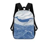 sinyumoney Kids 17inch School Backpack 3D Printed Whale Ocean Waves Art Print-4 Backpack Rucksack Sports Backpacks For Boys And Girls Fashion Knapsack