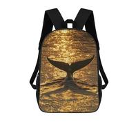 sinyumoney Kids 17inch School Backpack 3D Printed Whale Tail Sunset Sparkle Backpack Rucksack Sports Backpacks For Boys And Girls Fashion Knapsack