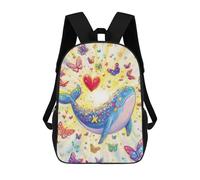 sinyumoney Kids 17inch School Backpack 3D Printed Whale with Butterflies And Hearts-1 Backpack Rucksack Sports Backpacks For Boys And Girls Fashion Knapsack