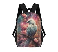 sinyumoney Kids 17inch School Backpack 3D Printed White Bird And Roses Backpack Rucksack Sports Backpacks For Boys And Girls Fashion Knapsack
