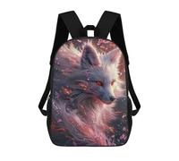 sinyumoney Kids 17inch School Backpack 3D Printed White Kitsune Fox Head Backpack Rucksack Sports Backpacks For Boys And Girls Fashion Knapsack