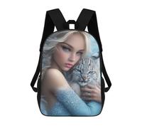 sinyumoney Kids 17inch School Backpack 3D Printed Winter Fantasy with Lynx-1 Backpack Rucksack Sports Backpacks For Boys And Girls Fashion Knapsack