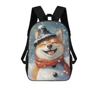 sinyumoney Kids 17inch School Backpack 3D Printed Winter Wonderland Dog-13 Backpack Rucksack Sports Backpacks For Boys And Girls Fashion Knapsack