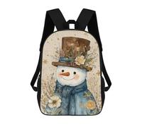 sinyumoney Kids 17inch School Backpack 3D Printed Winter Wonderland Snowman Art Print Backpack Rucksack Sports Backpacks For Boys And Girls Fashion Knapsack