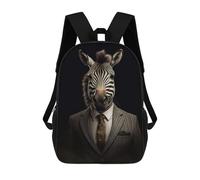 sinyumoney Kids 17inch School Backpack 3D Printed Zebra in Suit Animal Fashion Backpack Rucksack Sports Backpacks For Boys And Girls Fashion Knapsack