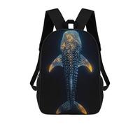 sinyumoney Kids 17inch School Bag Abstract Whale Shark Gold Children's School Backpack School Bookbag Fashion Casual Travel Rucksacks 3D Printed Funny Cool Book Bags