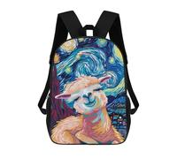 sinyumoney Kids 17inch School Bag Alpaca in Starry Night Style Children's School Backpack School Bookbag Fashion Casual Travel Rucksacks 3D Printed Funny Cool Book Bags
