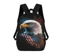 sinyumoney Kids 17inch School Bag American Flag Eagle Art Print Children's School Backpack School Bookbag Fashion Casual Travel Rucksacks 3D Printed Funny Cool Book Bags
