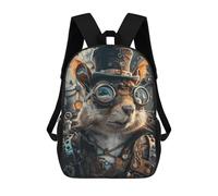 sinyumoney Kids 17inch School Bag Animal Steampunk Squirrel Children's School Backpack School Bookbag Fashion Casual Travel Rucksacks 3D Printed Funny Cool Book Bags