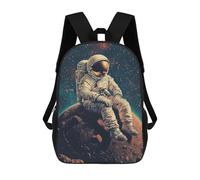sinyumoney Kids 17inch School Bag Astronaut on Mars Landscape Children's School Backpack School Bookbag Fashion Casual Travel Rucksacks 3D Printed Funny Cool Book Bags