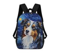 sinyumoney Kids 17inch School Bag Australian Shepherd Night Children's School Backpack School Bookbag Fashion Casual Travel Rucksacks 3D Printed Funny Cool Book Bags